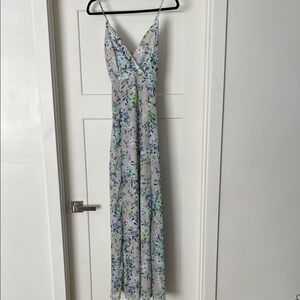 Lulu's Blue Floral Maxi Dress